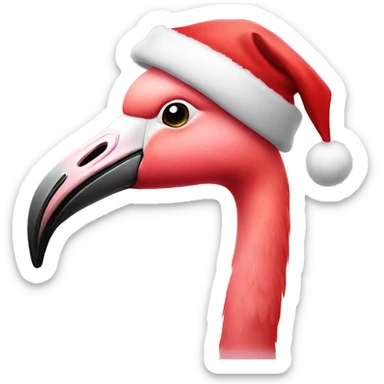 Flamingo with santa hat sticker