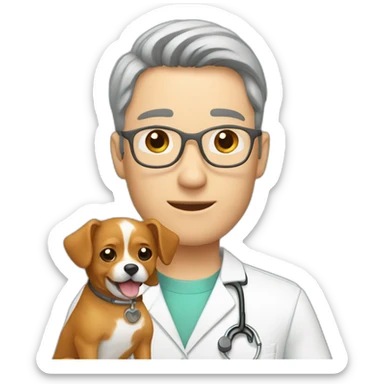 veterinarian with a small ginger dog sticker