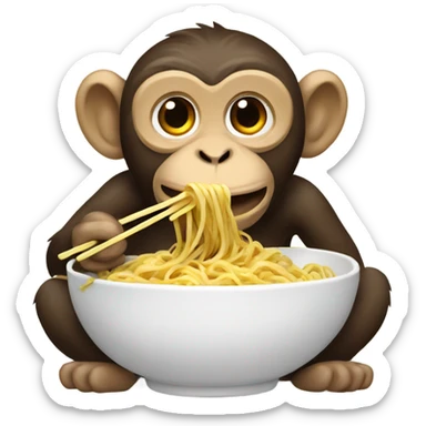 monkey eating noodles sticker