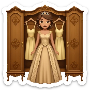 The characters in the fairy tale "Beauty and the Beast" are transformed into a wardrobe lady by magic sticker