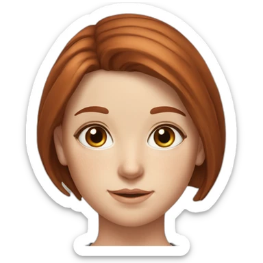 hyperrealistic caucasian dark long straight redhead chocolate brown eyes girl with freckles sticker