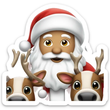 Santa Claus with reindeers sticker