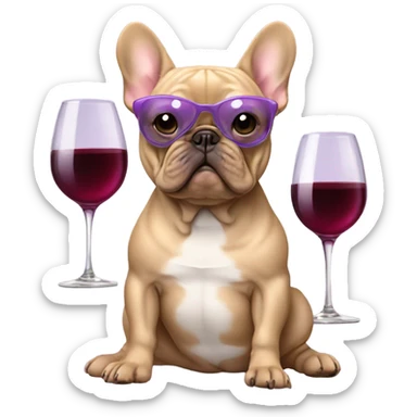 Lilac Tan Frenchie with Glass of wine  sticker