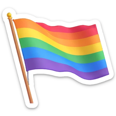 3D emoji style pride flag waving with bright colors sticker