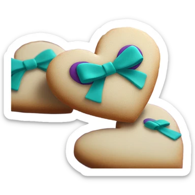 Heart cookie, teal purple awareness ribbon sticker