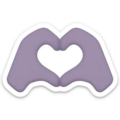 dull purple heart hands icon, hands with soft edges forming a heart, desaturated purple, minimal shading sticker