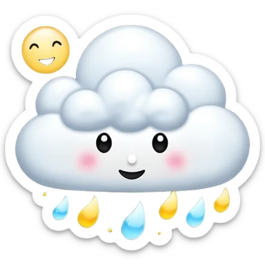 Luna entera minimalista amarillenta y blanca con nubes blancas oscuras brillantes sticker