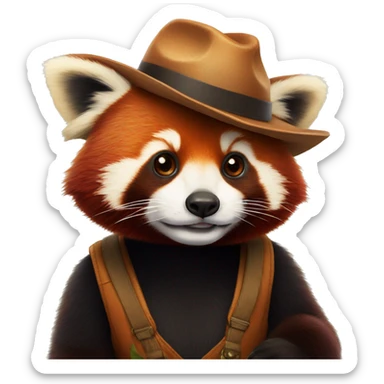 Red panda avec un chapeau sticker