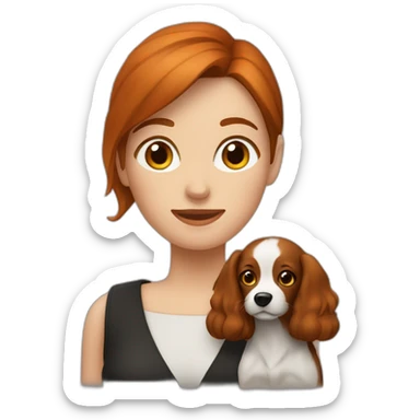 Femme rousse avec son chien noir et marron sticker