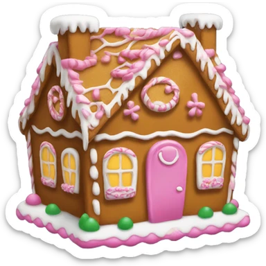 Gingerbread house with a pink bow  sticker
