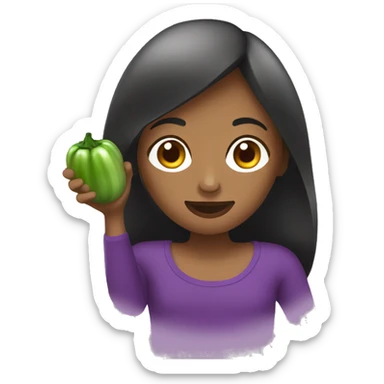 Fille qui mange une aubergine sticker