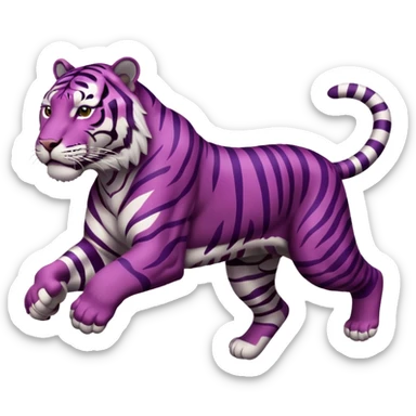 purple tiger with burgundy stripes jumping sticker