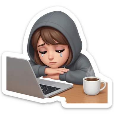 tired of work, the girl at the table sticker