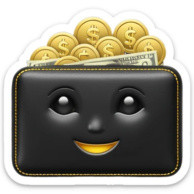 Christmas money emoji, black wallet with cash, luxury 3D emoji style, festive vibe, clean, no background
 sticker