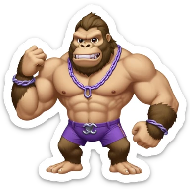 buff king kong wearing dockers sleeveless jersey white and purple anchor sticker