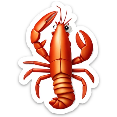 cooked red lobster served on a plate, with a focus on its claws and tail, vibrant and appetizing.” sticker