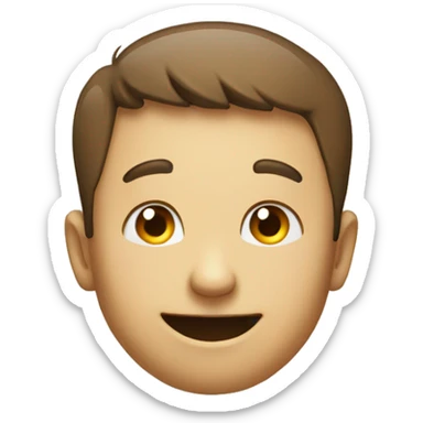 Circle face with side face smiling looking down with one hand ear sticker