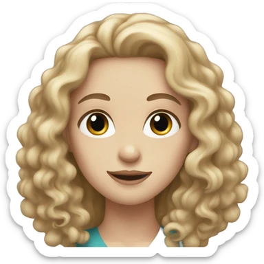 Woman with pale skin and long curly brown hair  sticker