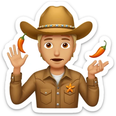 Foot orange jalapeño cowboy hat throw up sticker