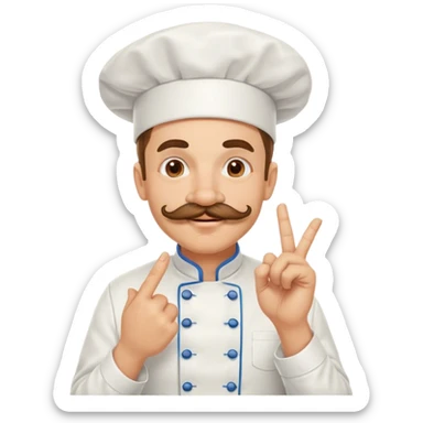Pleased mustachioed chef with the pinched fingers hand gesture emoji and enthusiastically kissing his fingers sticker