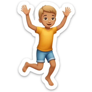 child hopping on one foot, cheerful and playful sticker