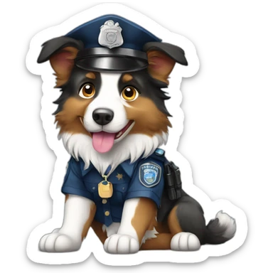 australian Shepherd in Police Uniform sitting sticker