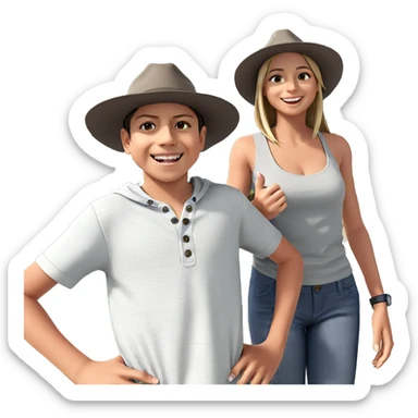 girl and boy smiling outdoors sticker