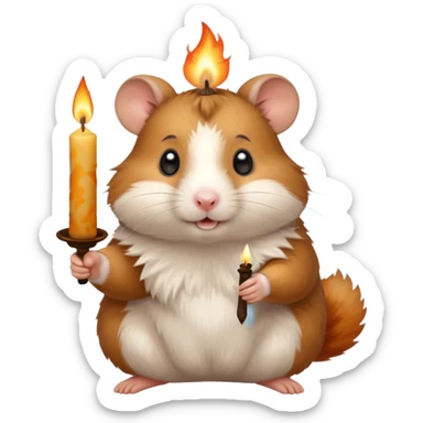 candle-holding hamster sticker