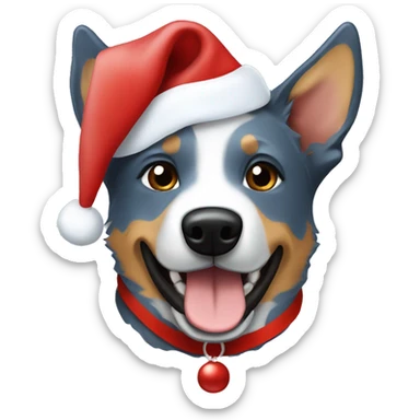 blue Australian cattle dog Santa hat  sticker