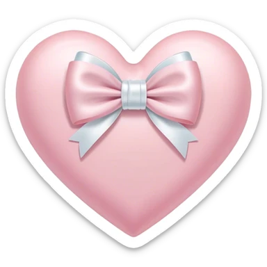 Pastel pink heart with white bow sticker