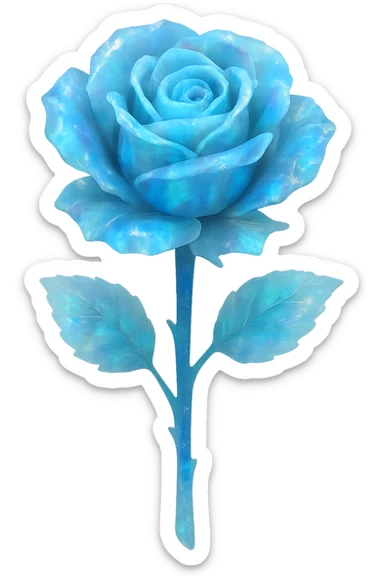 blue Opal crystal rose flower, remove background sticker