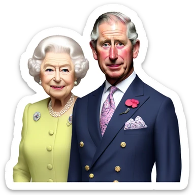 prince charles and queen elizabeth  sticker