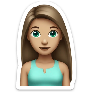 girl with long brown hair light shape and turquoise eyes sticker