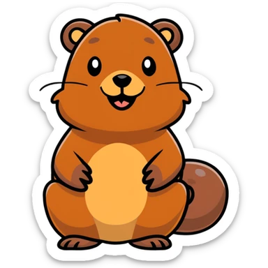 happy beaver with brown fur sticker