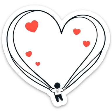 Hearts floating around him sticker