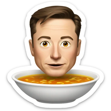 Elon musk in a bowl of soup sticker