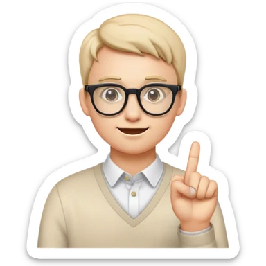 Nerd emoji with finger sticking up with glasses sticker