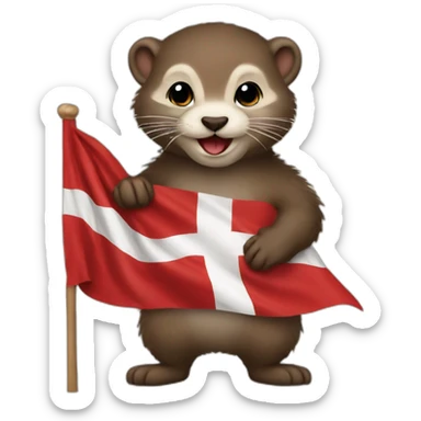 mink holding danish flag sticker