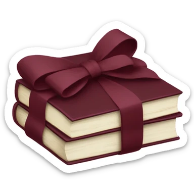 burgundy books stacked up and tied together by a burgundy bow sticker