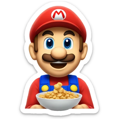 Mario eating cereals sticker