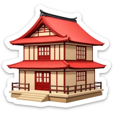 japan style wood house red beige sticker