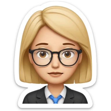 emoji-style face of a teacher character with glasses, professional yet friendly, cartoon-like style, tired emotion sticker