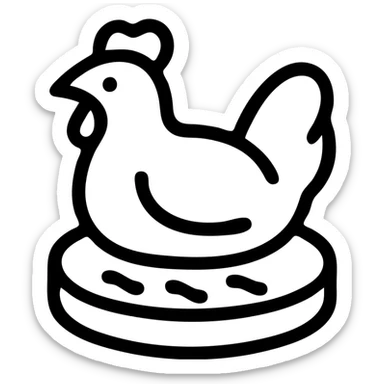outlined icon style chicken patty, minimal, round shape, no fill sticker