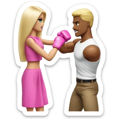 barbie punching ken sticker