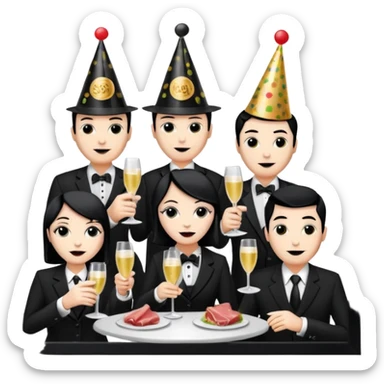 goth corporate executives enjoying champagne Party at SPAM meat cafe paris LANDSCAPE  sticker