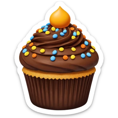 chocolate dipped cupcake with Reese’s pieces on top sticker