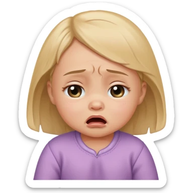 a portrait of small crying baby gỉrl sticker