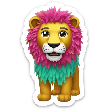 lion made it colourful piñata  sticker
