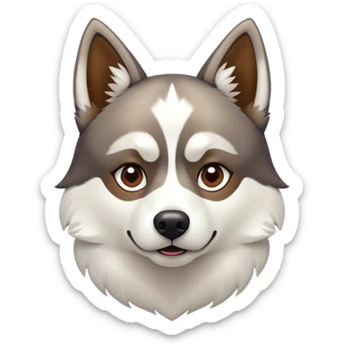 White and with brown mixed in husky dog with pointy ears sticker