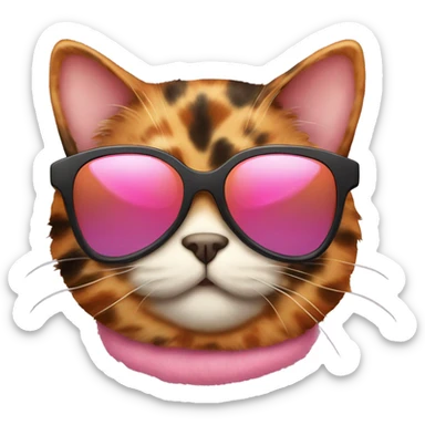 Cute fat tortishell cat wearing pink heart shaped sunglasses sticker